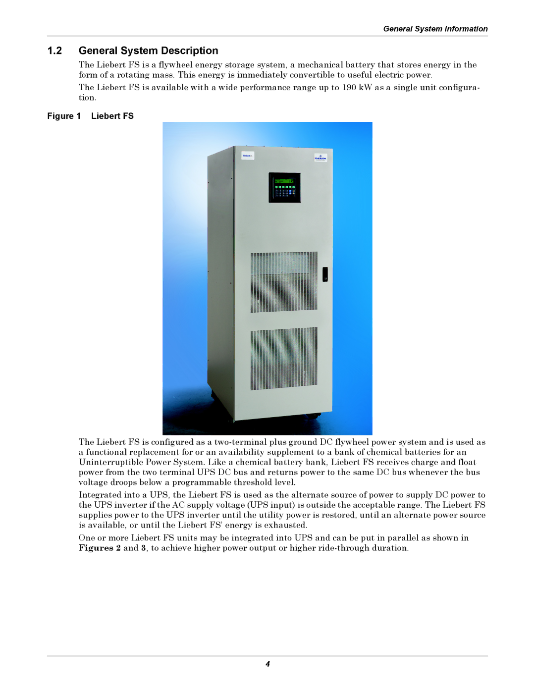 Emerson SERIES 600T, Series 600 user manual General System Description, Liebert FS 