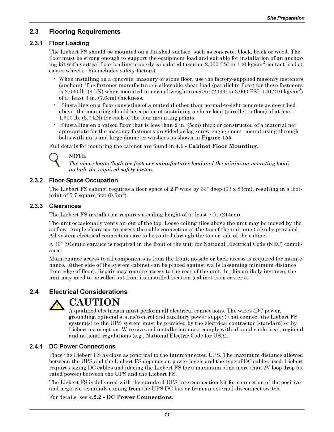 Emerson Series 600, SERIES 600T user manual Flooring Requirements, Electrical Considerations 