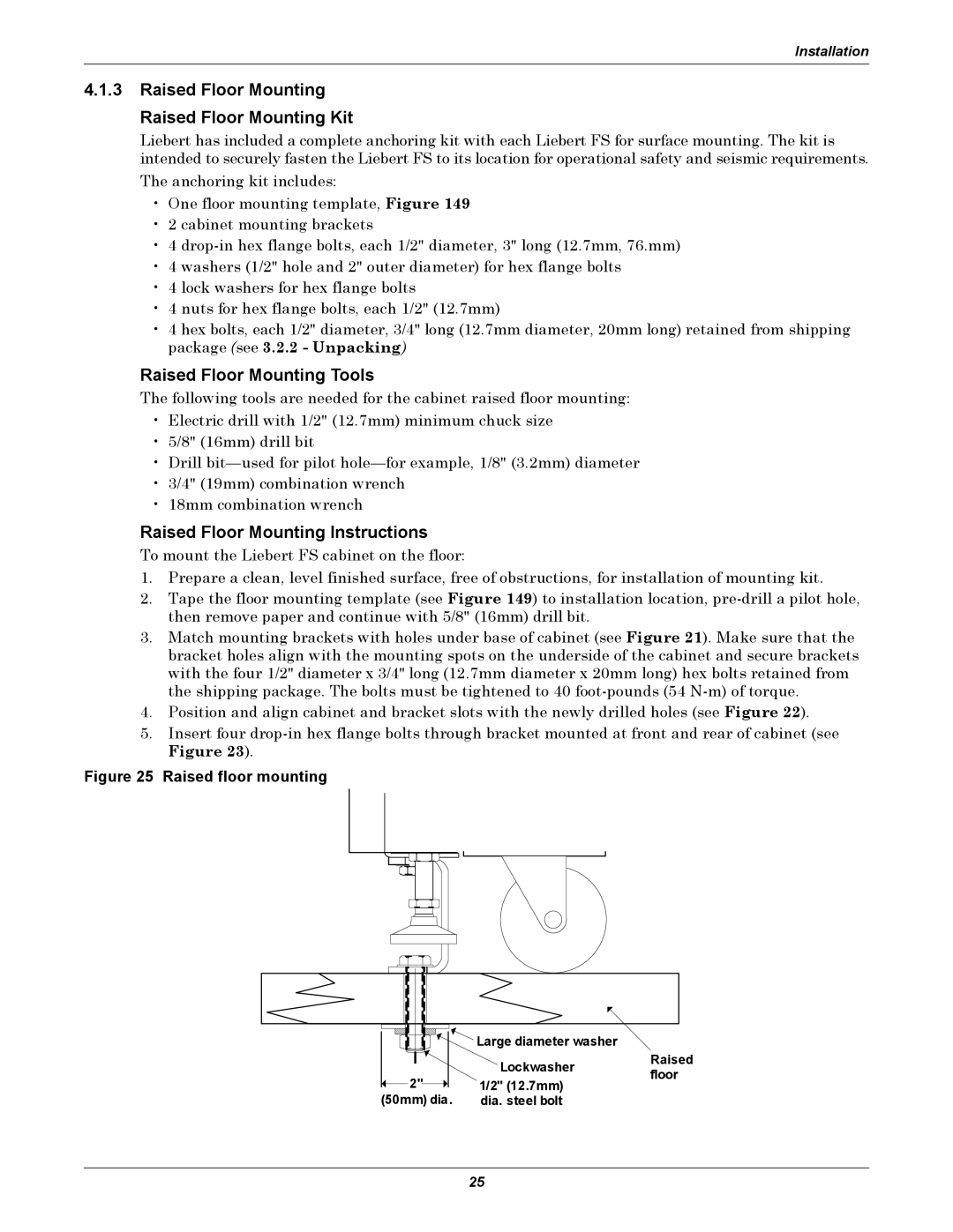 Emerson Series 600, SERIES 600T user manual Raised Floor Mounting Raised Floor Mounting Kit, Raised Floor Mounting Tools 