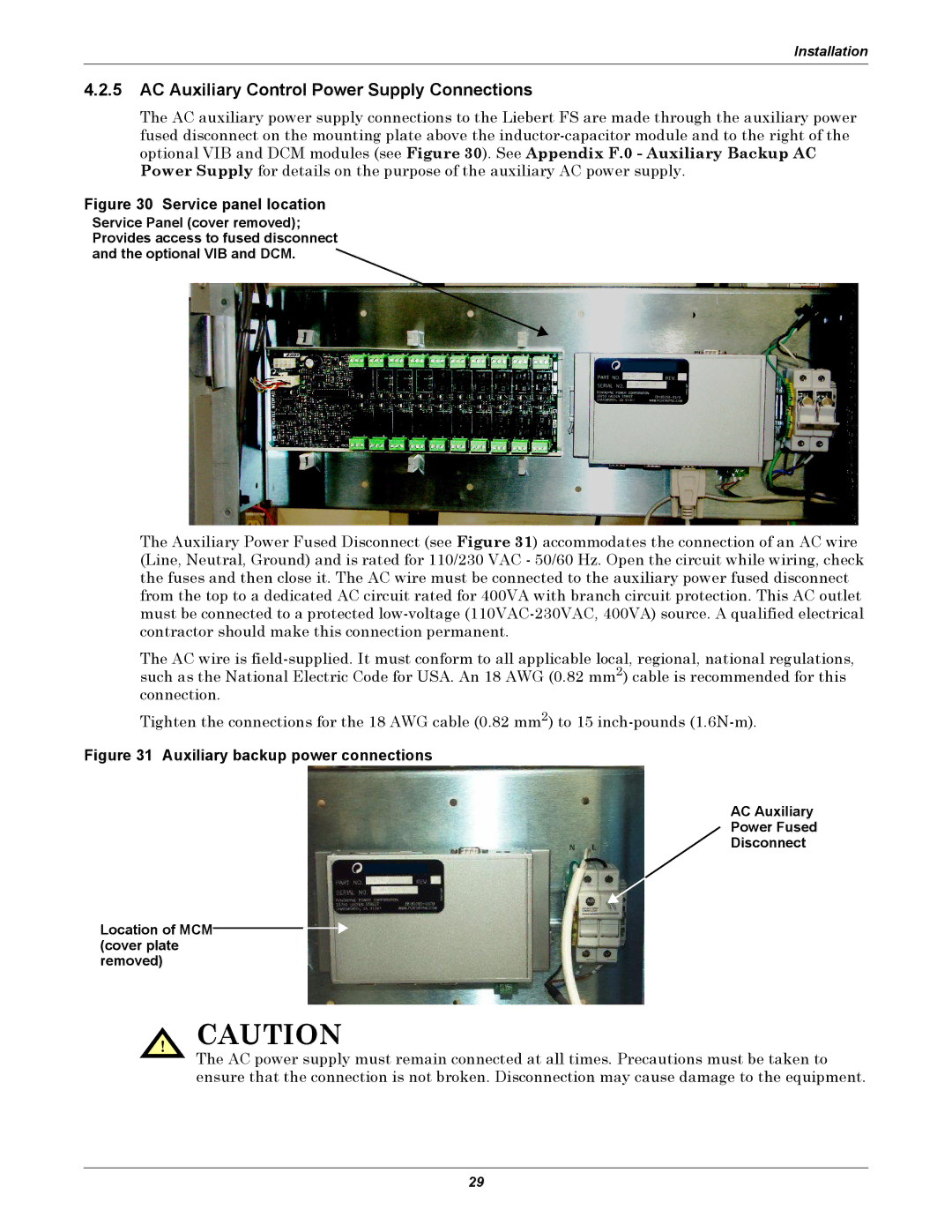 Emerson Series 600, SERIES 600T user manual AC Auxiliary Control Power Supply Connections, Service panel location 