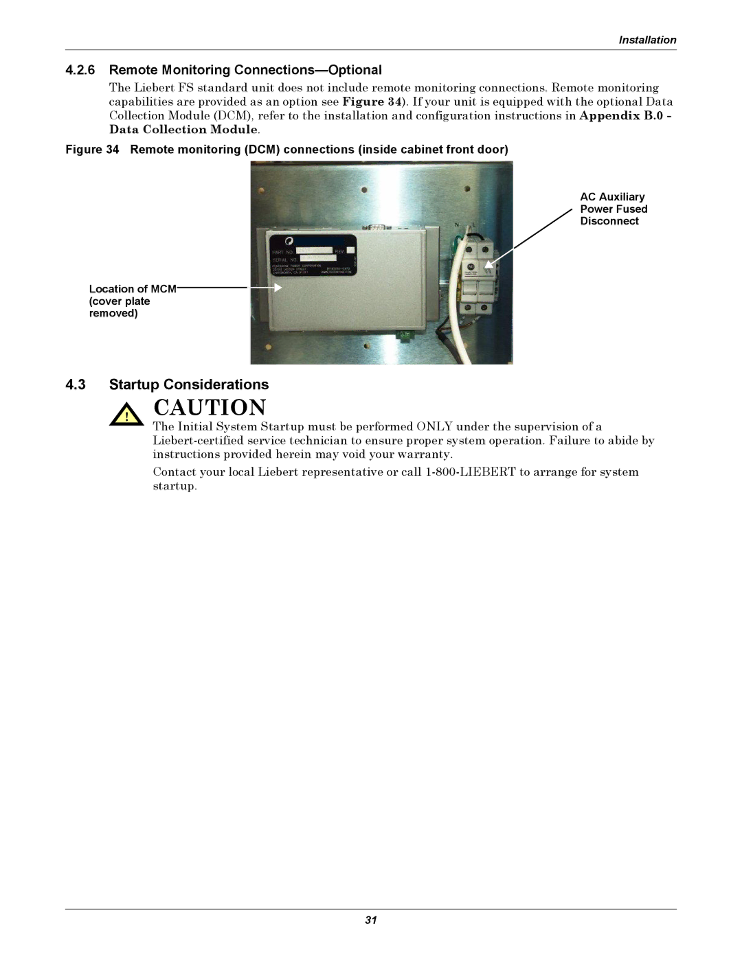 Emerson Series 600, SERIES 600T Startup Considerations, Remote monitoring DCM connections inside cabinet front door 