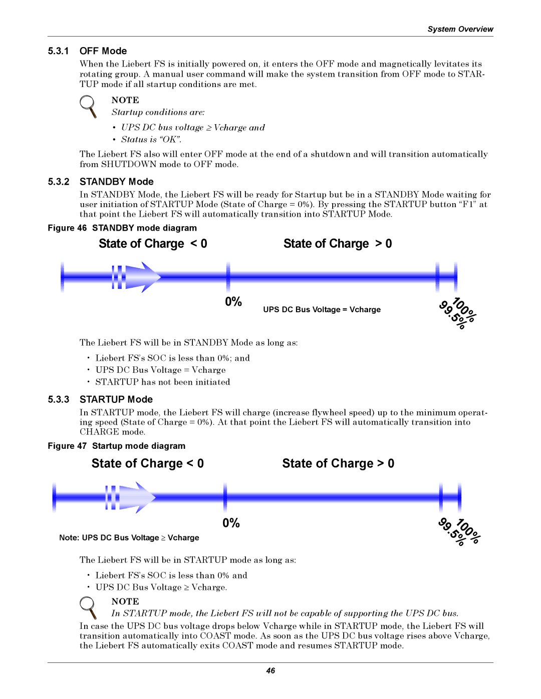 Emerson SERIES 600T, Series 600 user manual OFF Mode, Standby Mode, Startup Mode, UPS DC Bus Voltage = Vcharge 