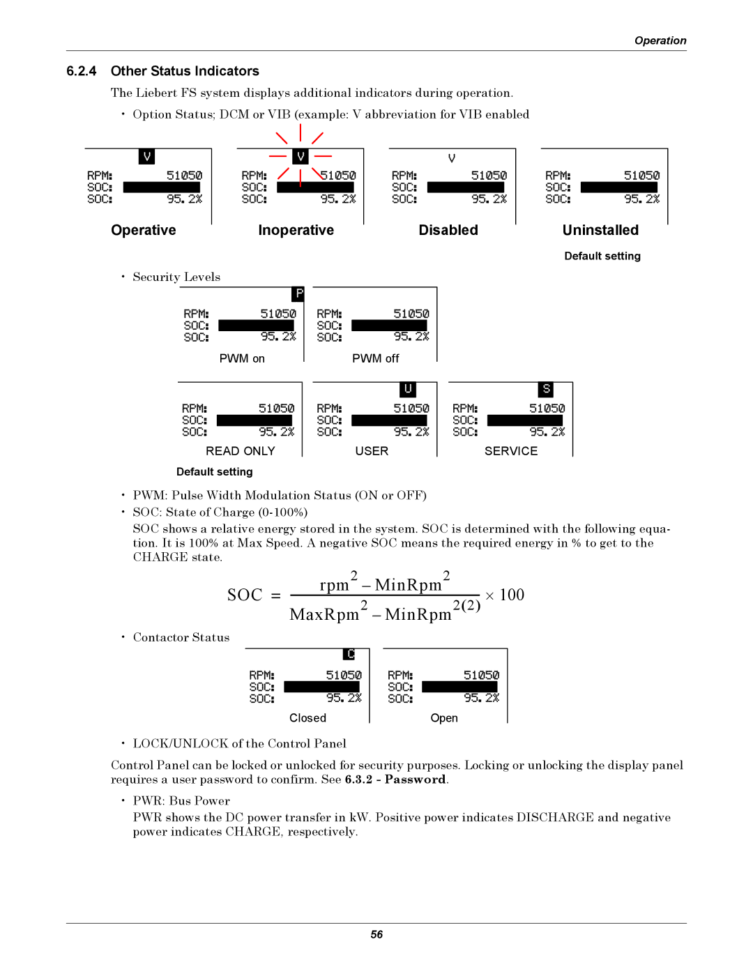 Emerson SERIES 600T, Series 600 user manual Operative, Inoperative, Disabled, Uninstalled, Other Status Indicators 