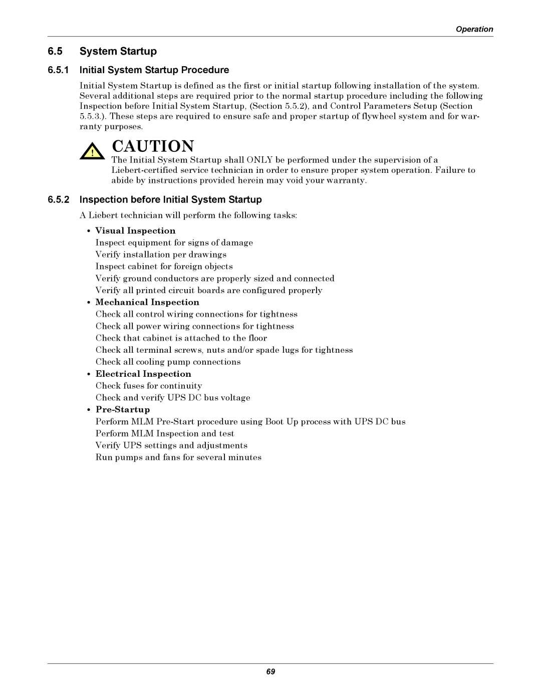 Emerson Series 600, SERIES 600T user manual Initial System Startup Procedure, Inspection before Initial System Startup 