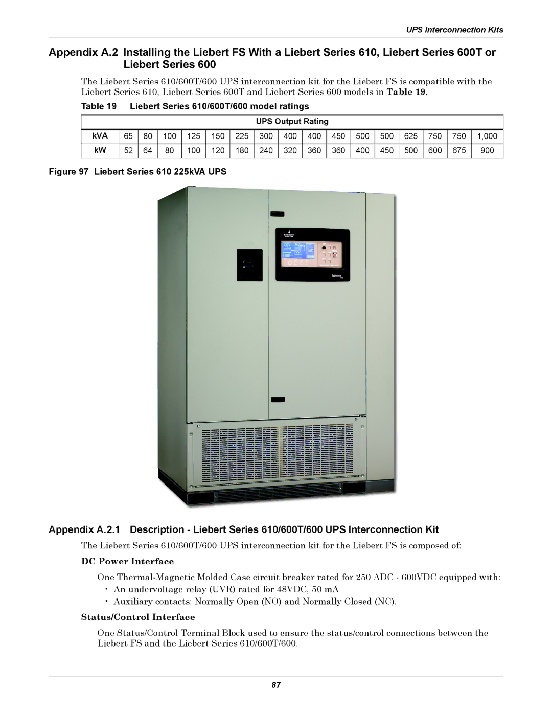 Emerson Series 600, SERIES 600T user manual Liebert Series 610/600T/600 model ratings, UPS Output Rating KVA 