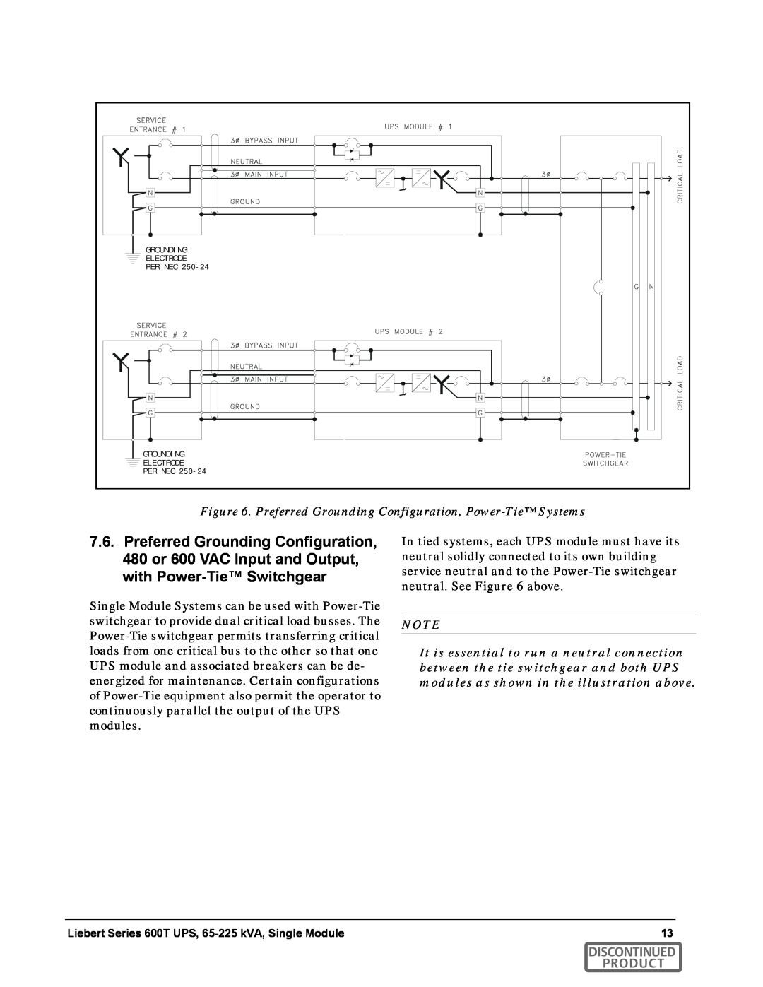 Emerson SERIES 600T manual Preferred Grounding Configuration, Power-Tie Systems, Product 