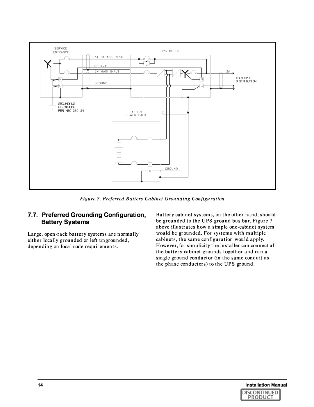 Emerson SERIES 600T Preferred Grounding Configuration, Battery Systems, Preferred Battery Cabinet Grounding Configuration 