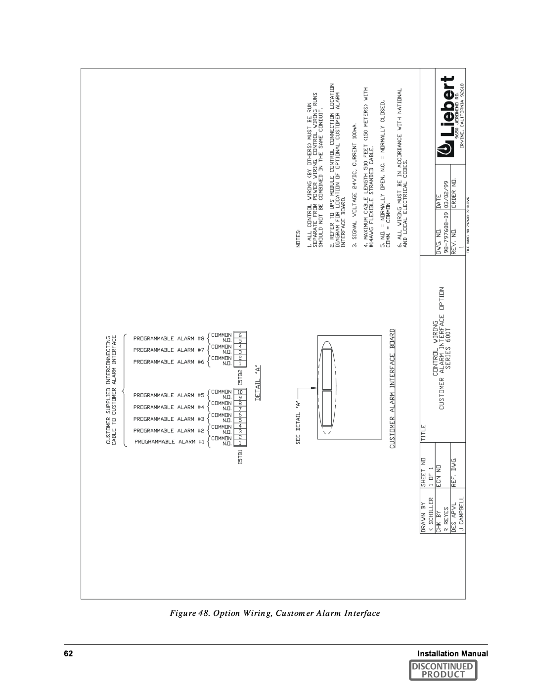 Emerson SERIES 600T manual Option Wiring, Customer Alarm Interface, Discontinued Product 