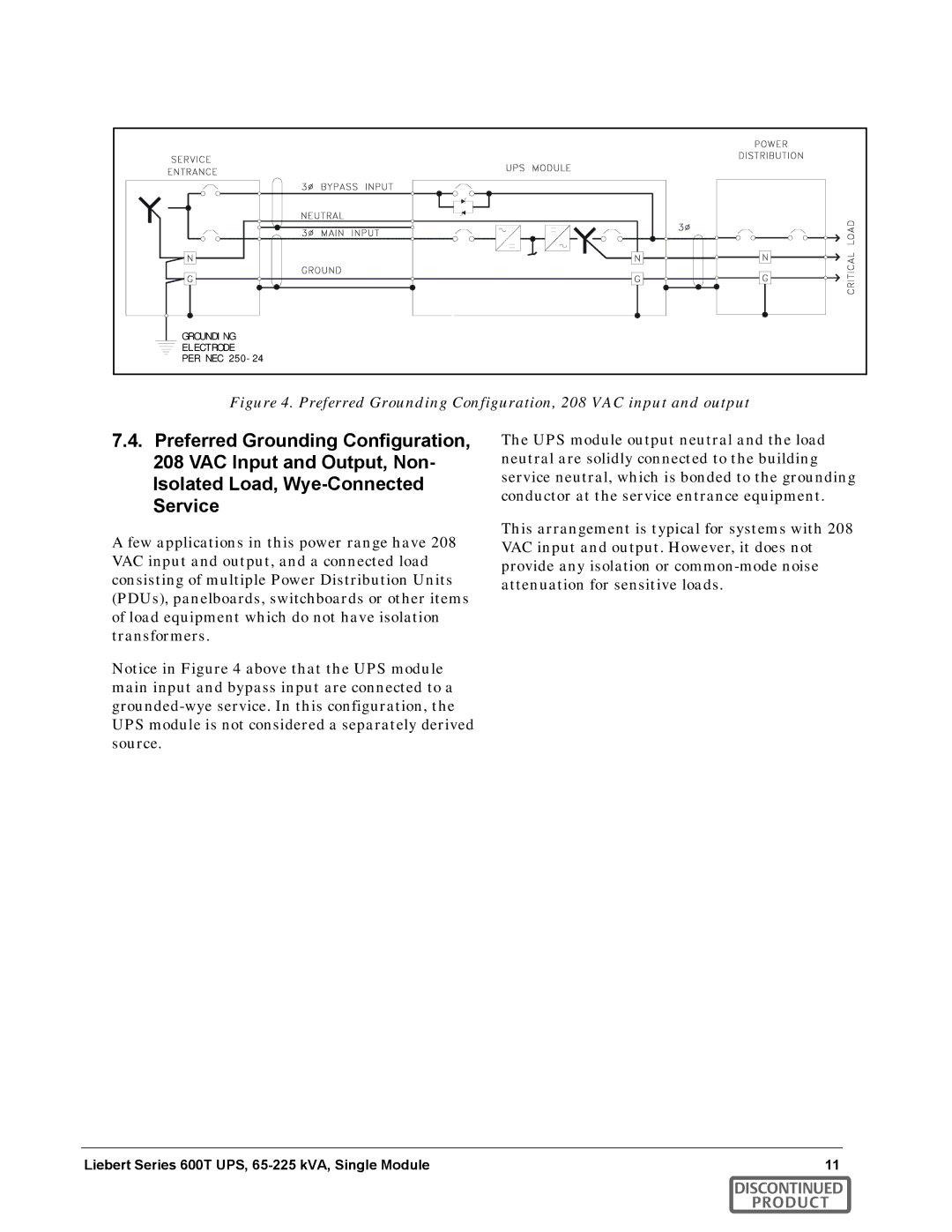 Emerson SERIES 600T manual Preferred Grounding Configuration, 208 VAC input and output 