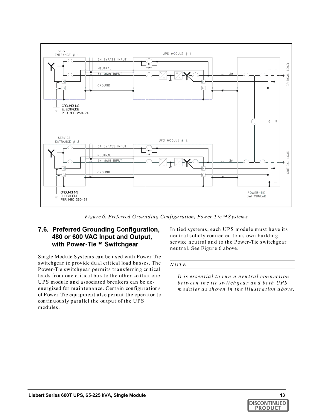 Emerson SERIES 600T manual Preferred Grounding Configuration, Power-Tie Systems 