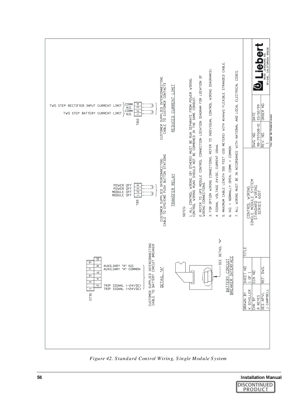 Emerson SERIES 600T manual Standard Control Wiring, Single Module System 