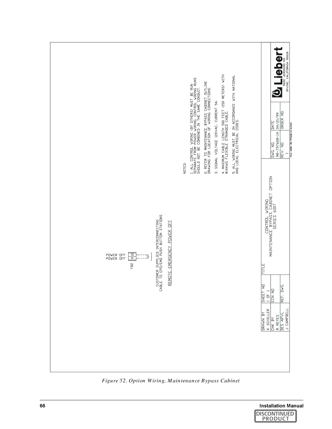 Emerson SERIES 600T manual Option Wiring, Maintenance Bypass Cabinet 