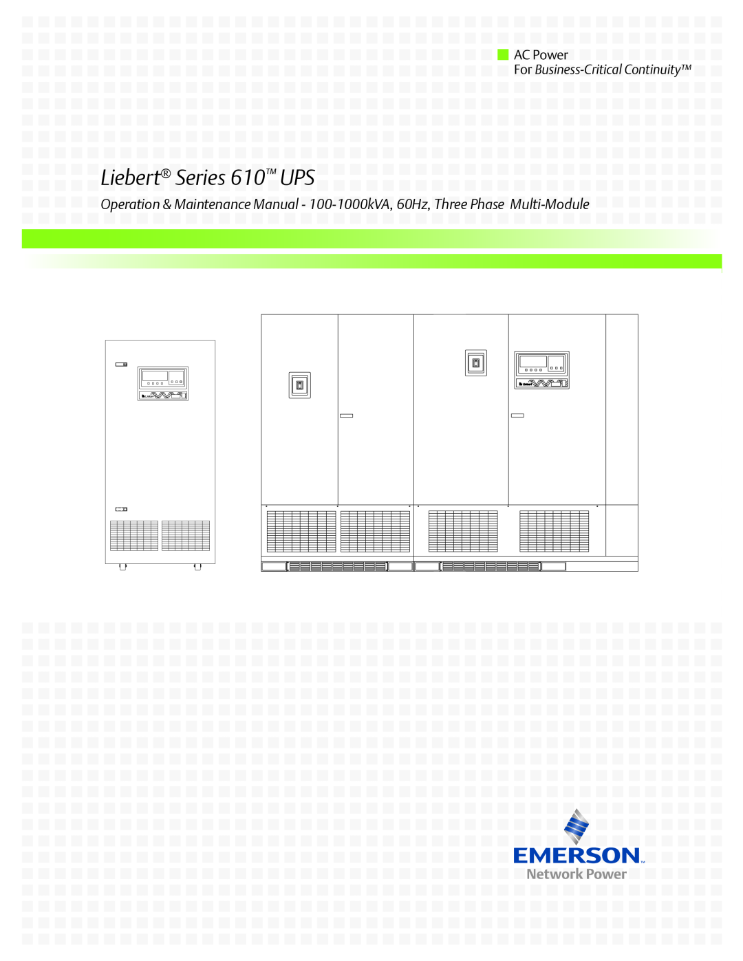 Emerson manual Liebert Series 610 UPS, AC Power, For Business-Critical Continuity 