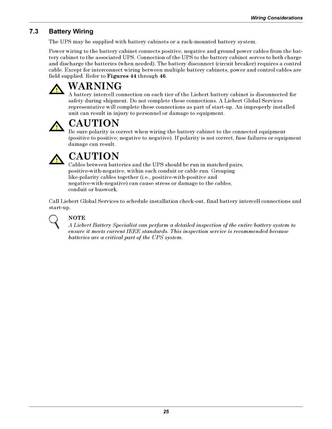 Emerson Series 610 installation manual Battery Wiring 