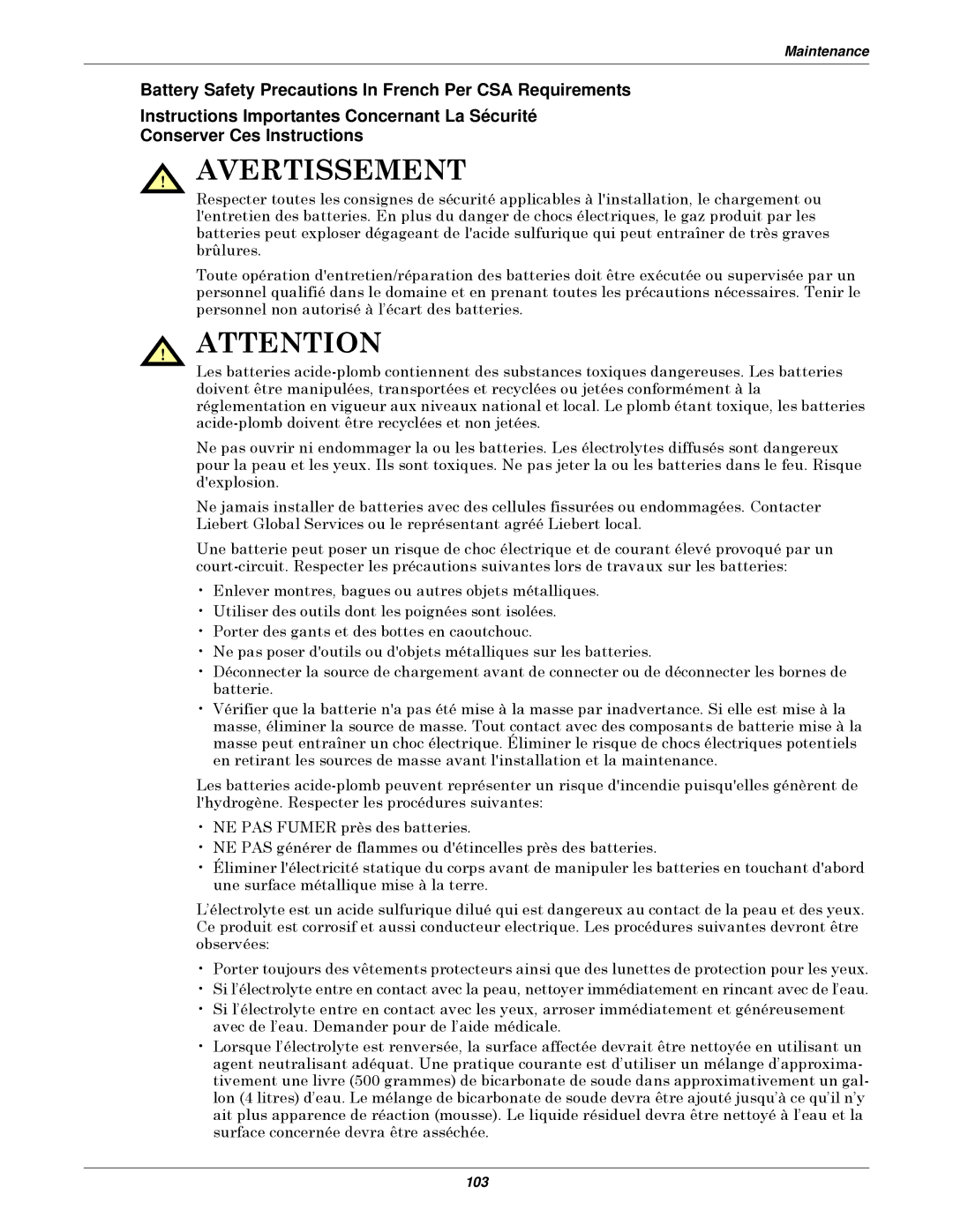 Emerson Series 610 manual Avertissement 