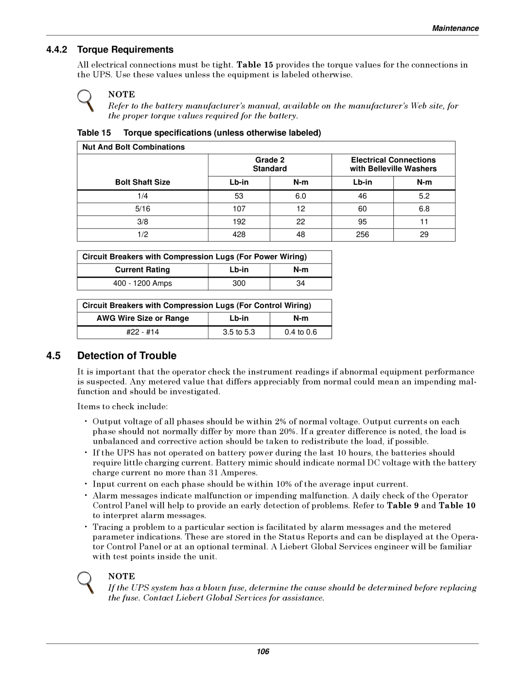 Emerson Series 610 manual Detection of Trouble, Torque Requirements, Torque specifications unless otherwise labeled 