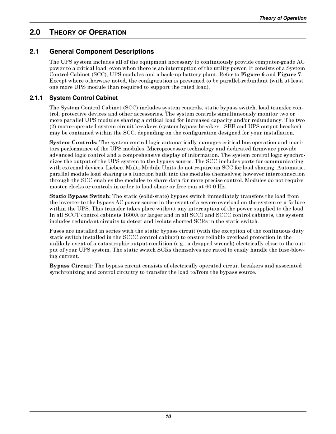 Emerson Series 610 manual General Component Descriptions, System Control Cabinet 