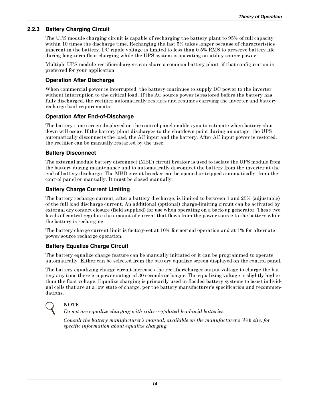 Emerson Series 610 manual Battery Charging Circuit, Operation After Discharge, Operation After End-of-Discharge 