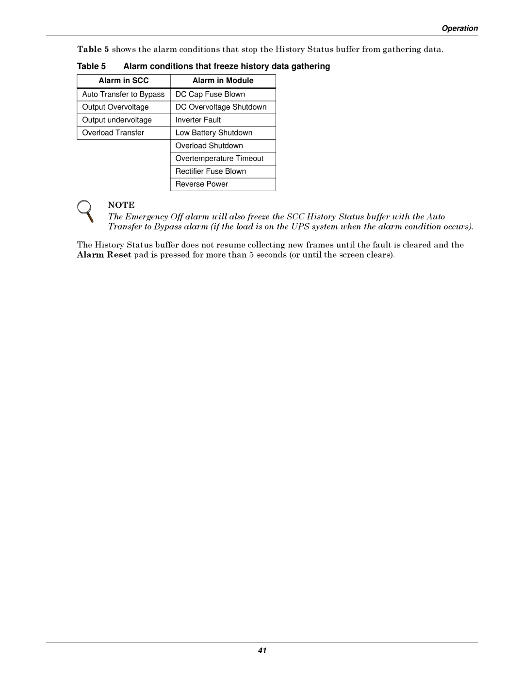 Emerson Series 610 manual Alarm conditions that freeze history data gathering, Alarm in SCC Alarm in Module 