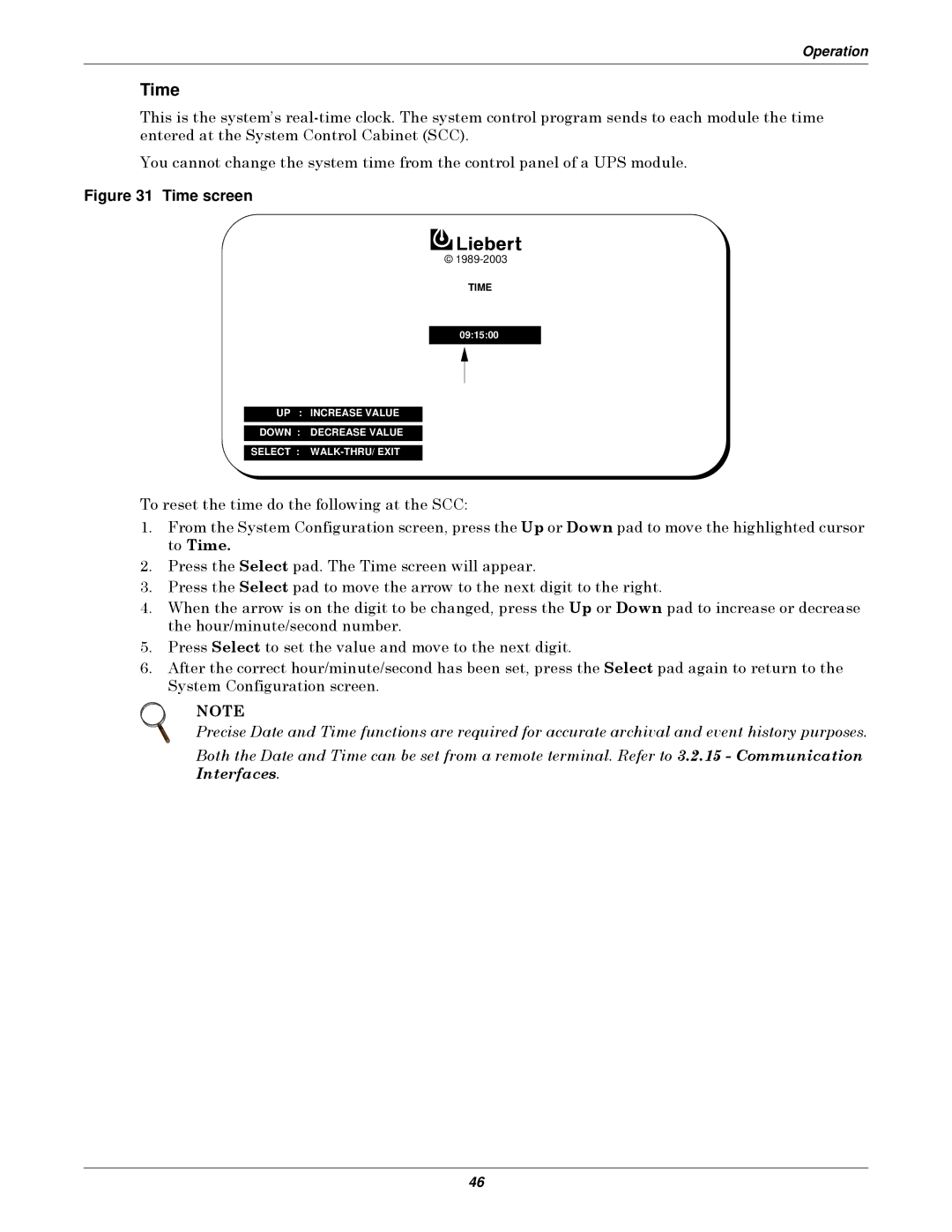 Emerson Series 610 manual Time screen 