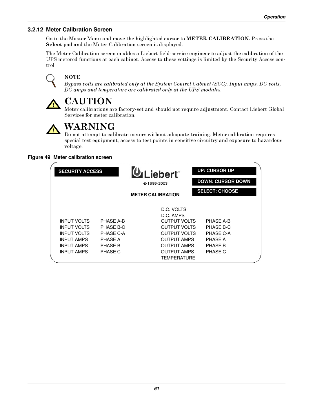 Emerson Series 610 manual Meter Calibration Screen, Meter calibration screen 