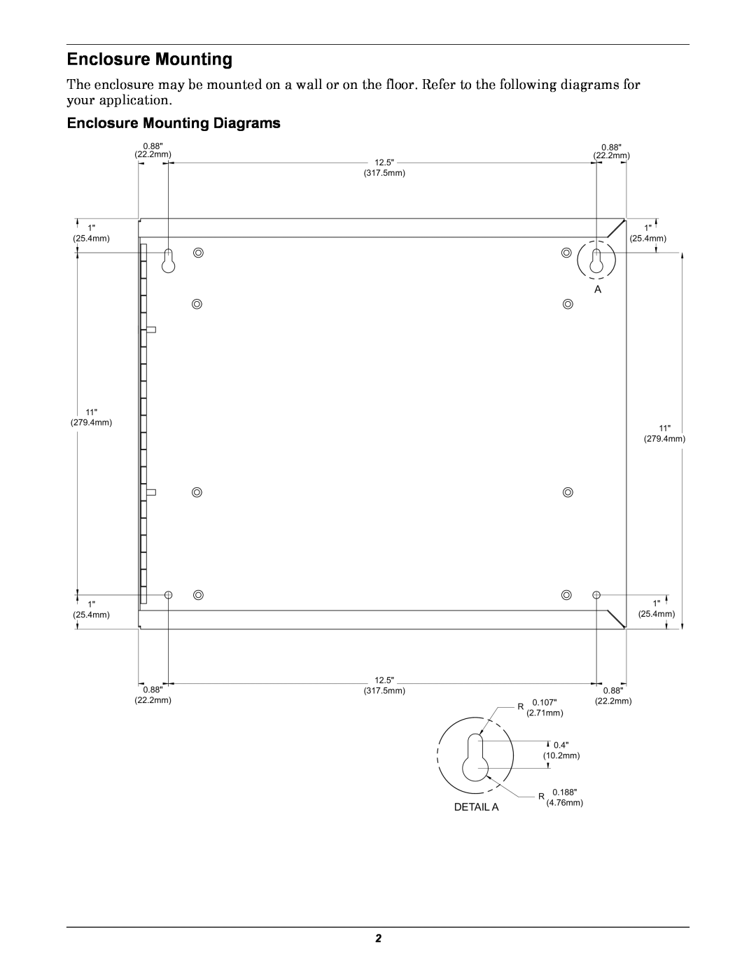 Emerson SiteLink-4E, SiteLink-2E, SiteLink-12E dimensions Enclosure Mounting Diagrams, Detail A 