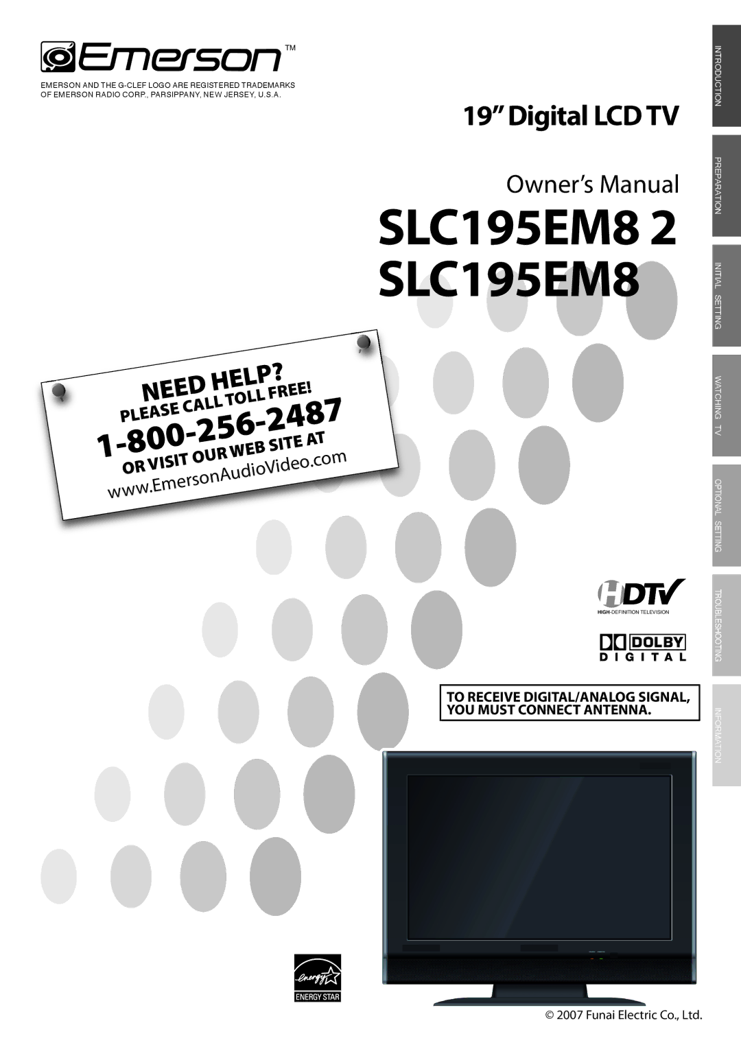 Emerson SLC195EM8 2 owner manual To Receive DIGITAL/ANALOG SIGNAL, YOU Must Connect Antenna 