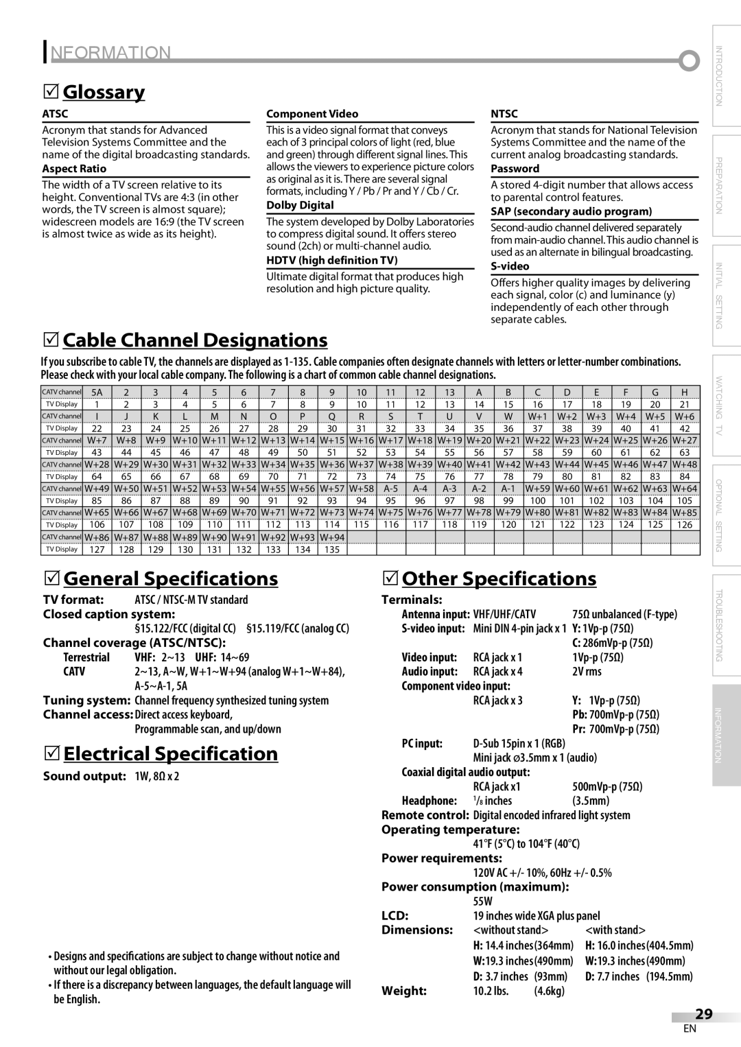 Emerson SLC195EM8 2 owner manual Information 