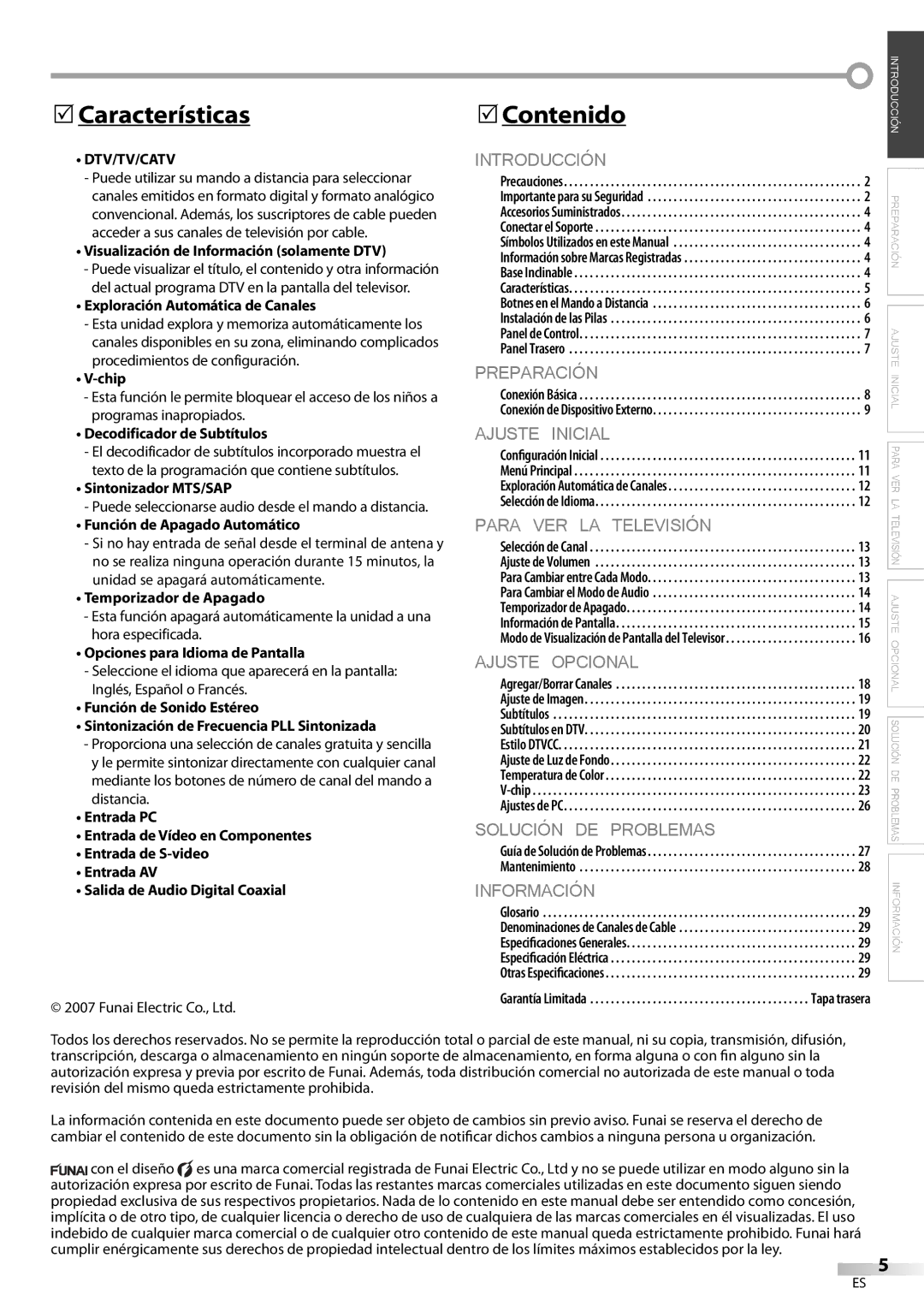 Emerson SLC195EM8 2 owner manual Características, Contenido 