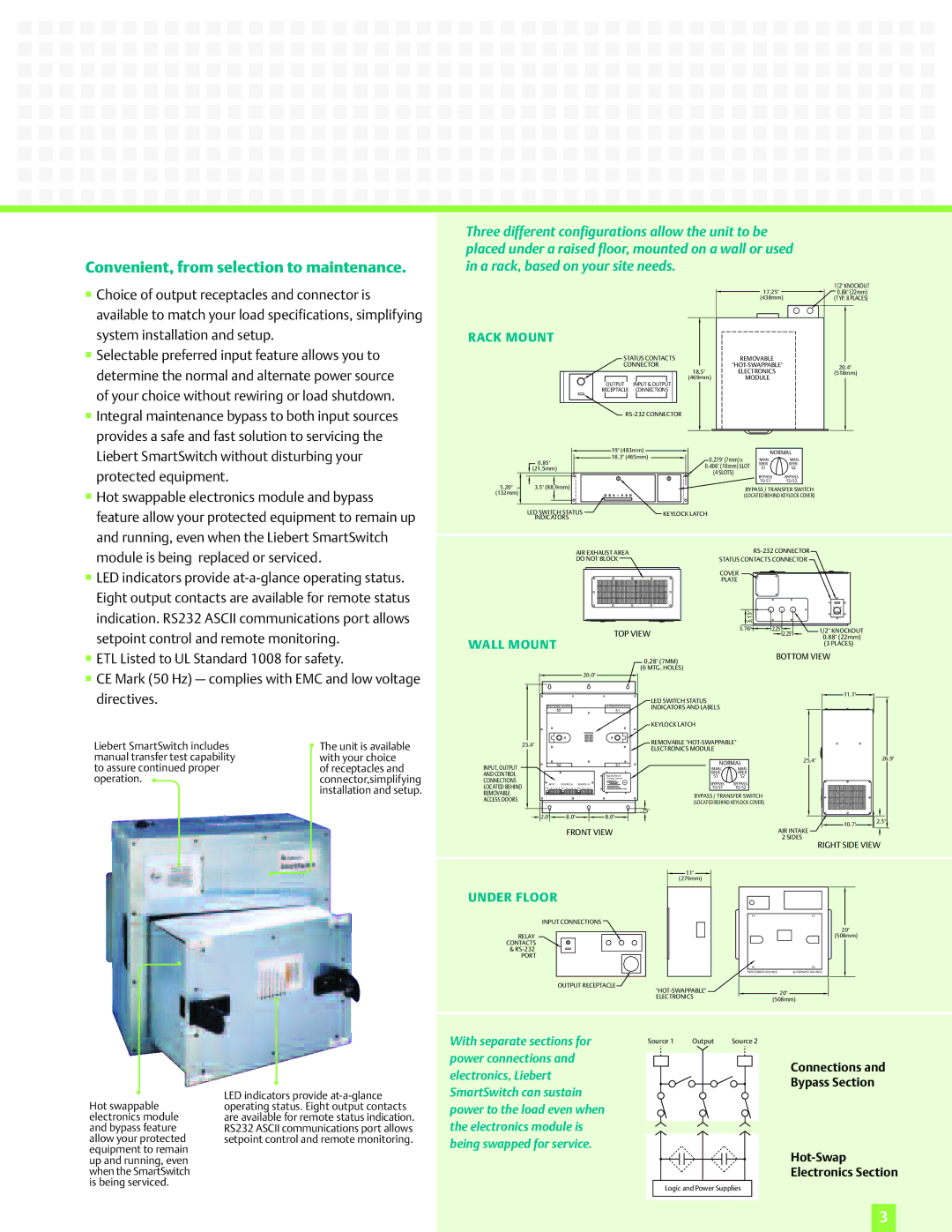 Emerson SmartSwitch manual Convenient, from selection to maintenance, Rack Mount 