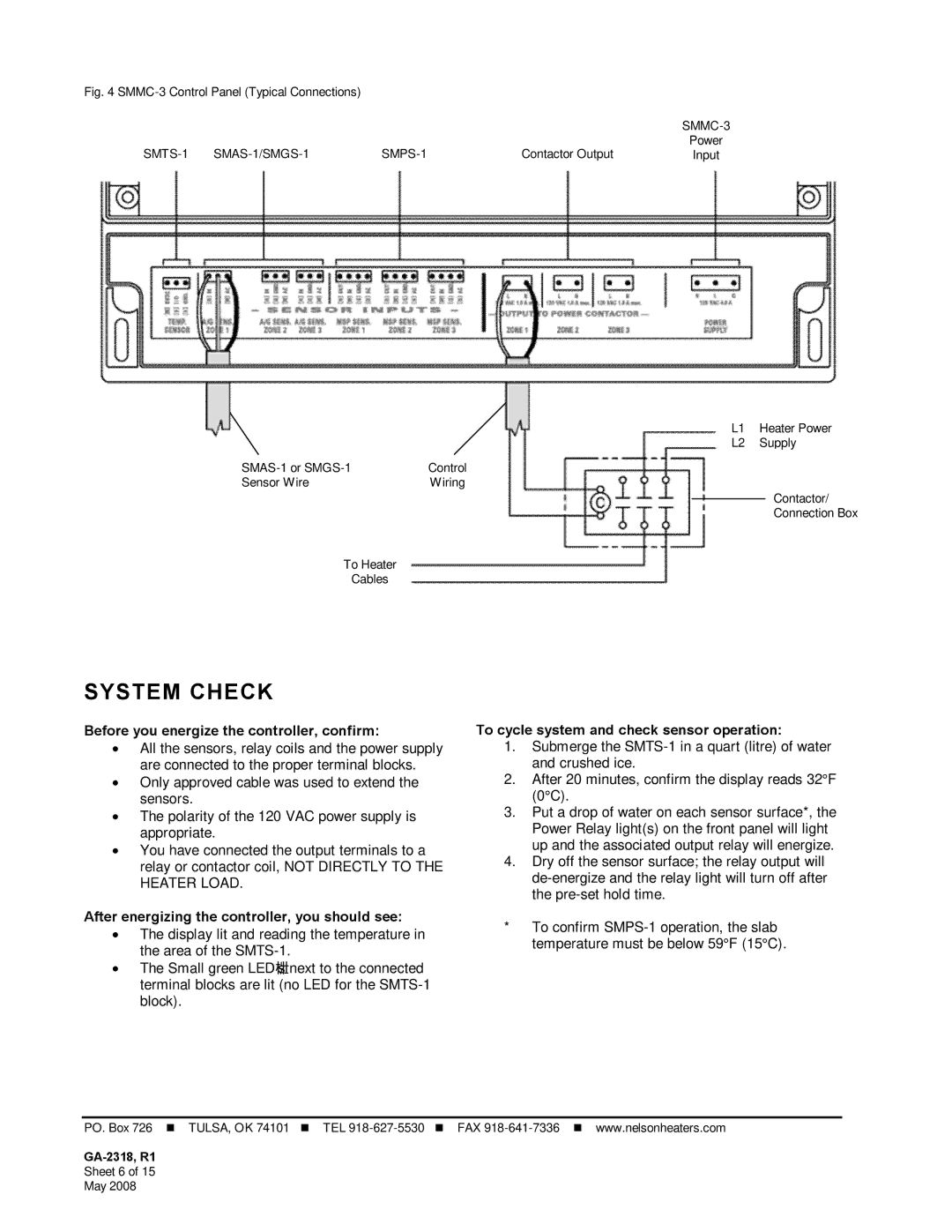 Emerson SMMC-3 System Check, Before you energize the controller, confirm, After energizing the controller, you should see 