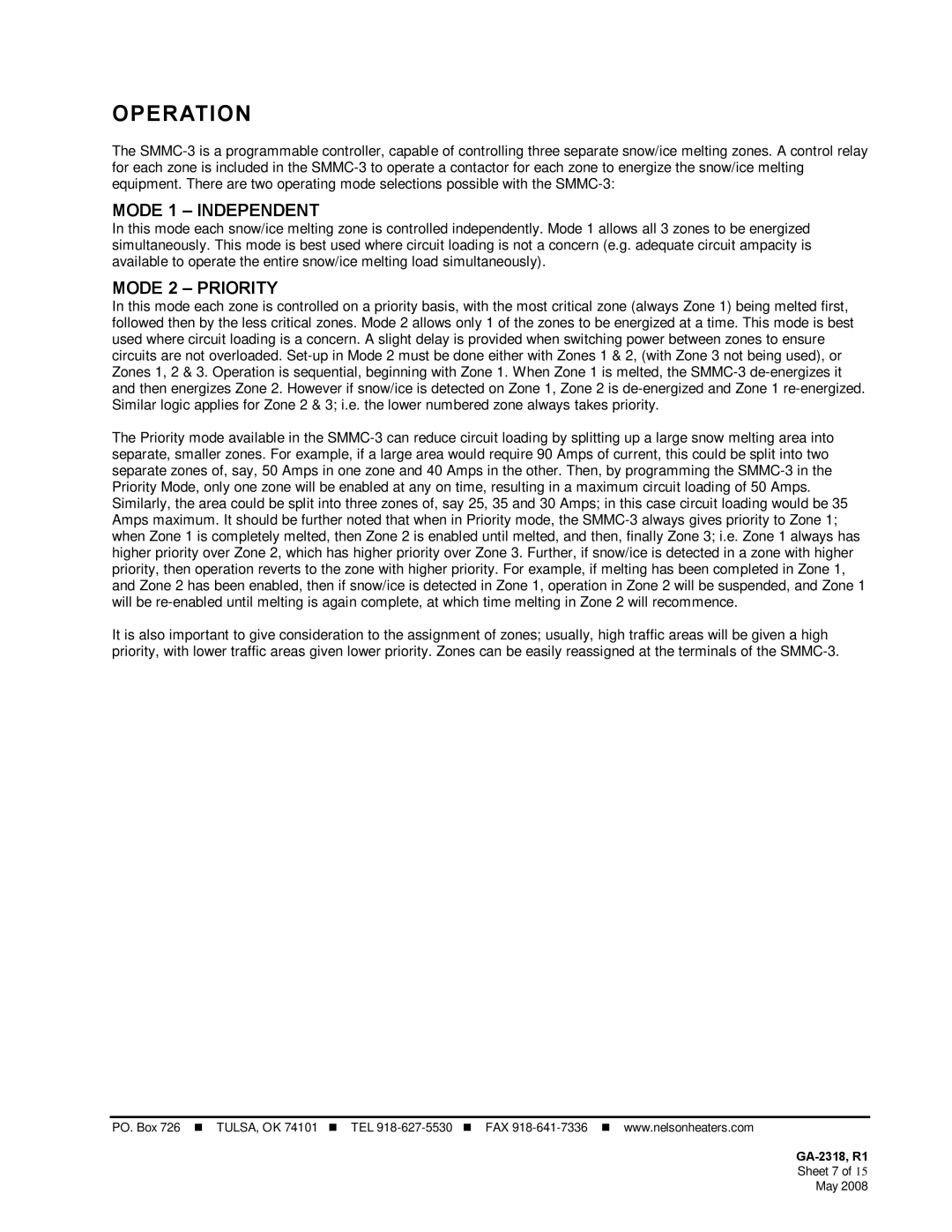 Emerson SMMC-3 manual Operation, Mode 1 Independent, Mode 2 Priority 