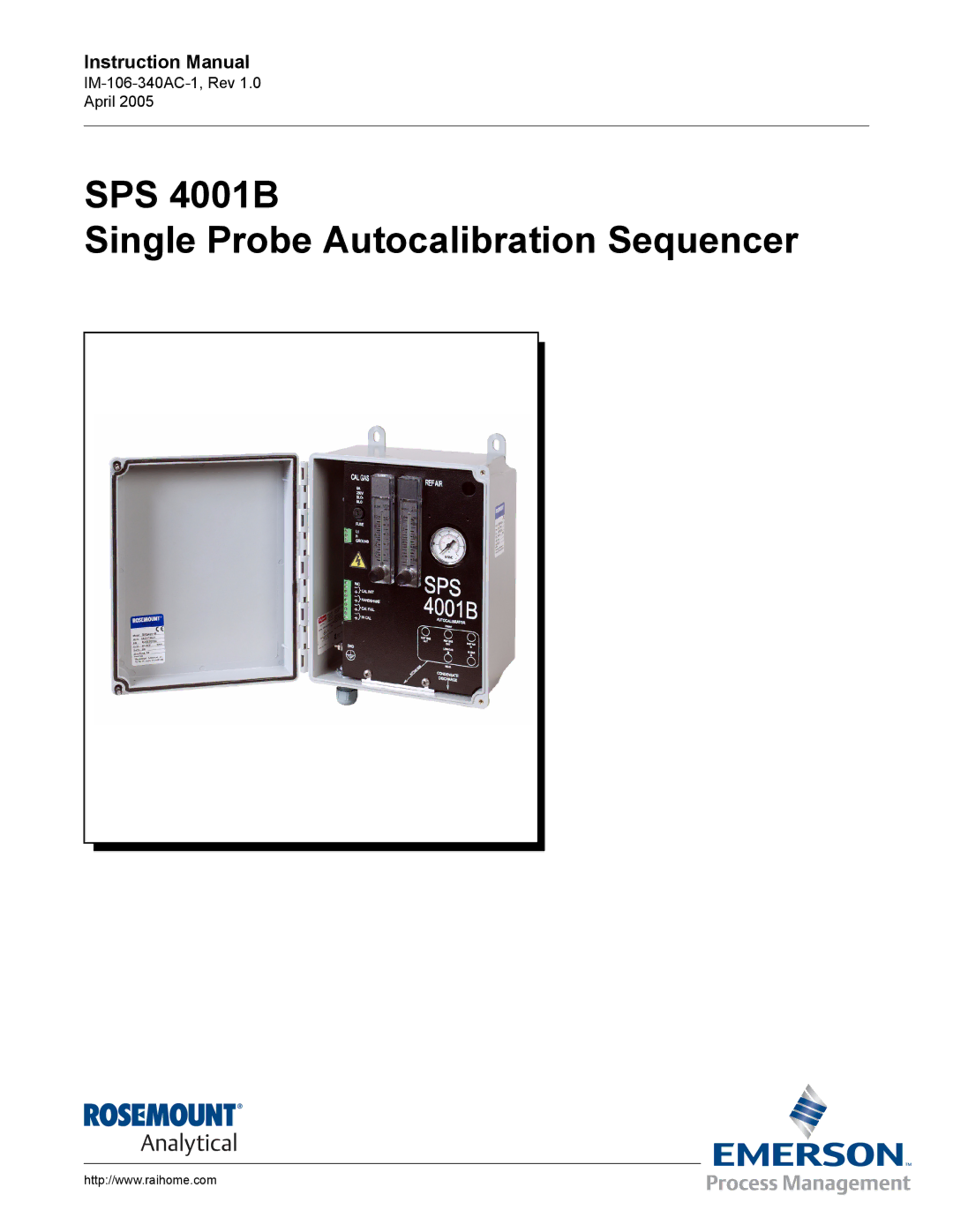 Emerson instruction manual SPS 4001B Single Probe Autocalibration Sequencer 