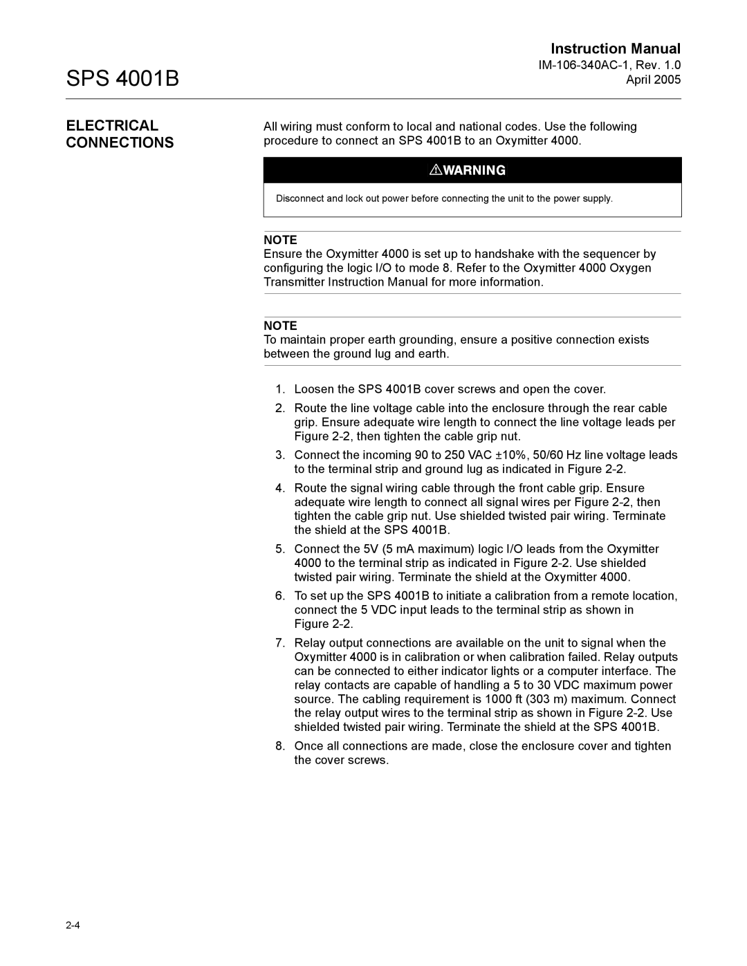 Emerson SPS 4001B instruction manual Electrical, Connections 