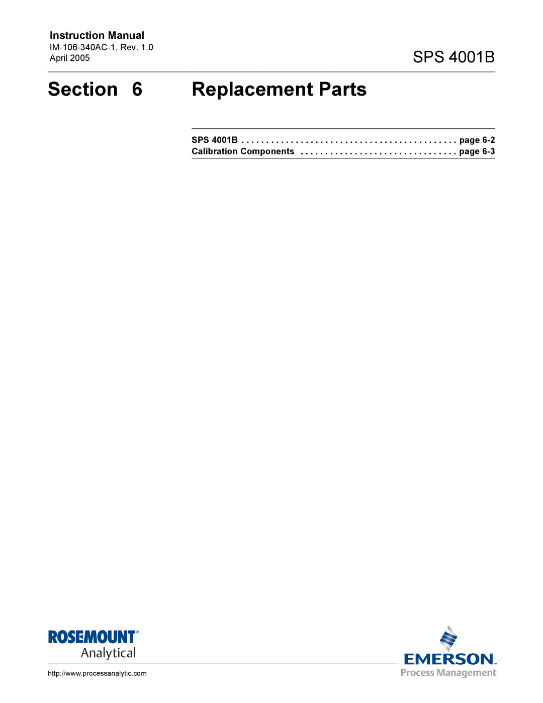 Emerson SPS 4001B instruction manual Replacement Parts 