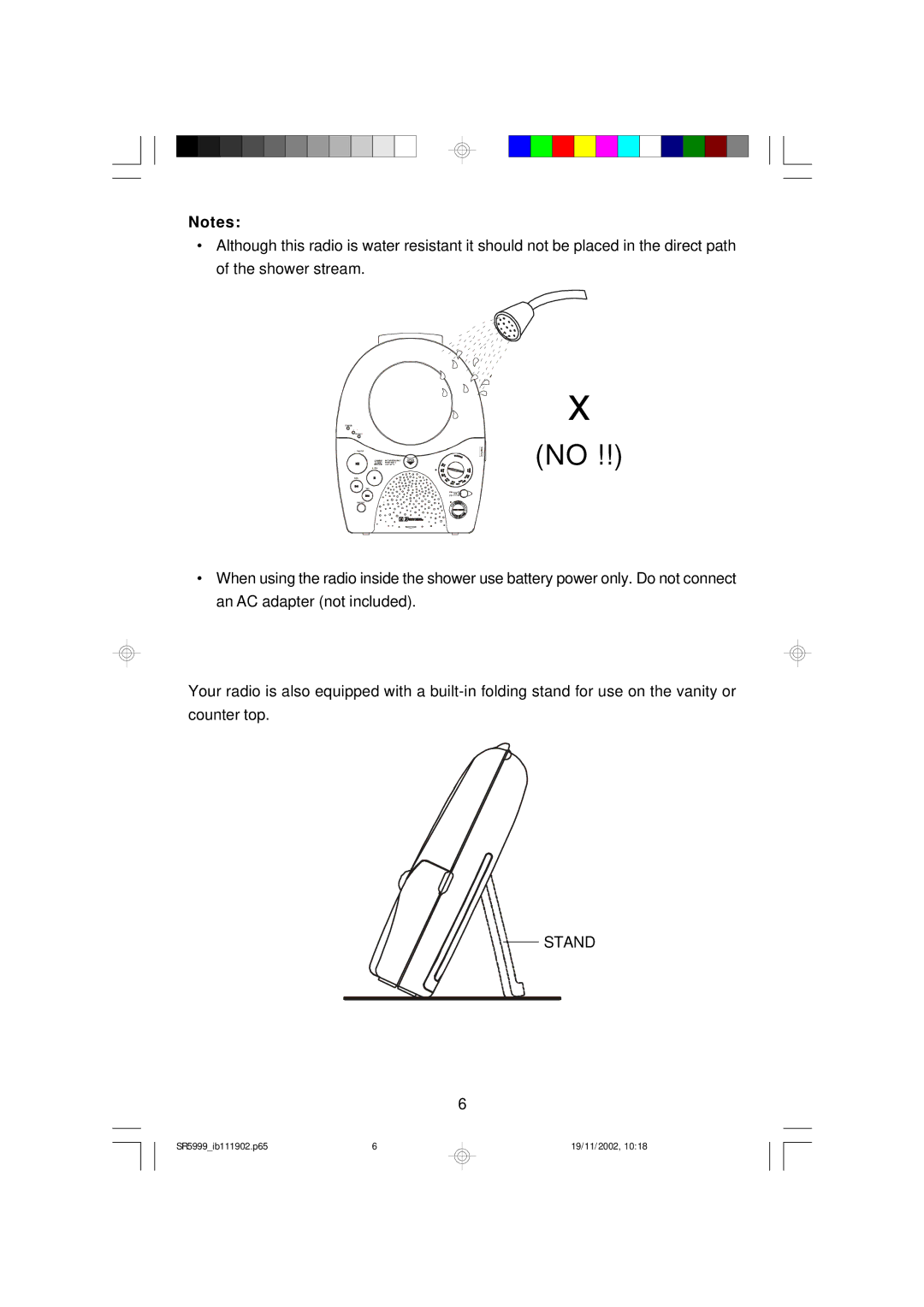 Emerson SR5999 owner manual Stand 