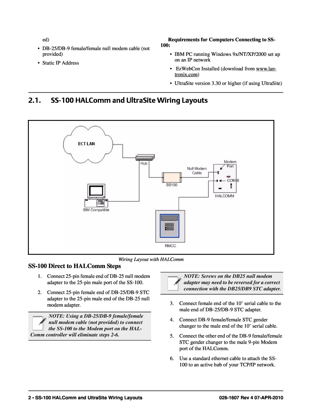 Emerson manual SS-100 HALComm and UltraSite Wiring Layouts, SS-100 Direct to HALComm Steps, Wiring Layout with HALComm 