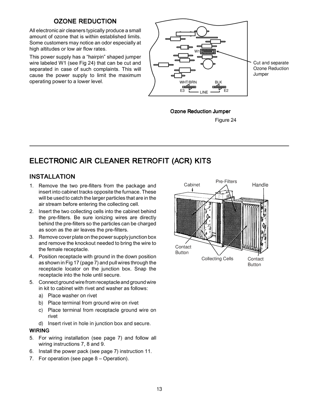 Emerson SST2000, SST1000, SST1400, SST1600 manual Electronic AIR Cleaner Retrofit ACR Kits, Ozone Reduction 