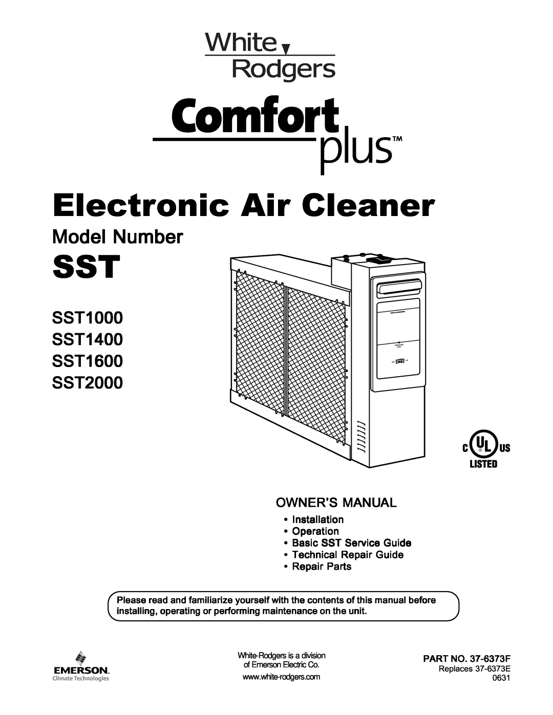 Emerson manual SST1000 SST1400 SST1600 SST2000, Installation Operation Basic SST Service Guide, Electronic Air Cleaner 