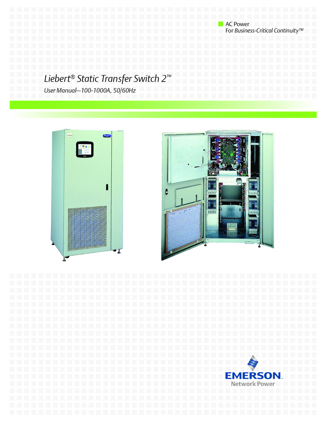 Emerson user manual Liebert Static Transfer Switch 