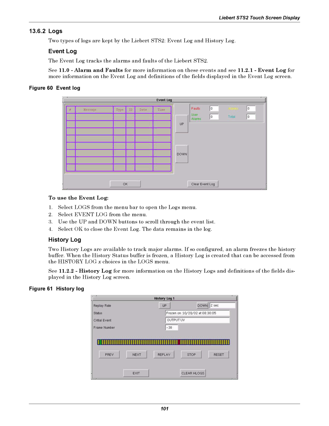 Emerson Static Transfer Switch user manual Logs, To use the Event Log 