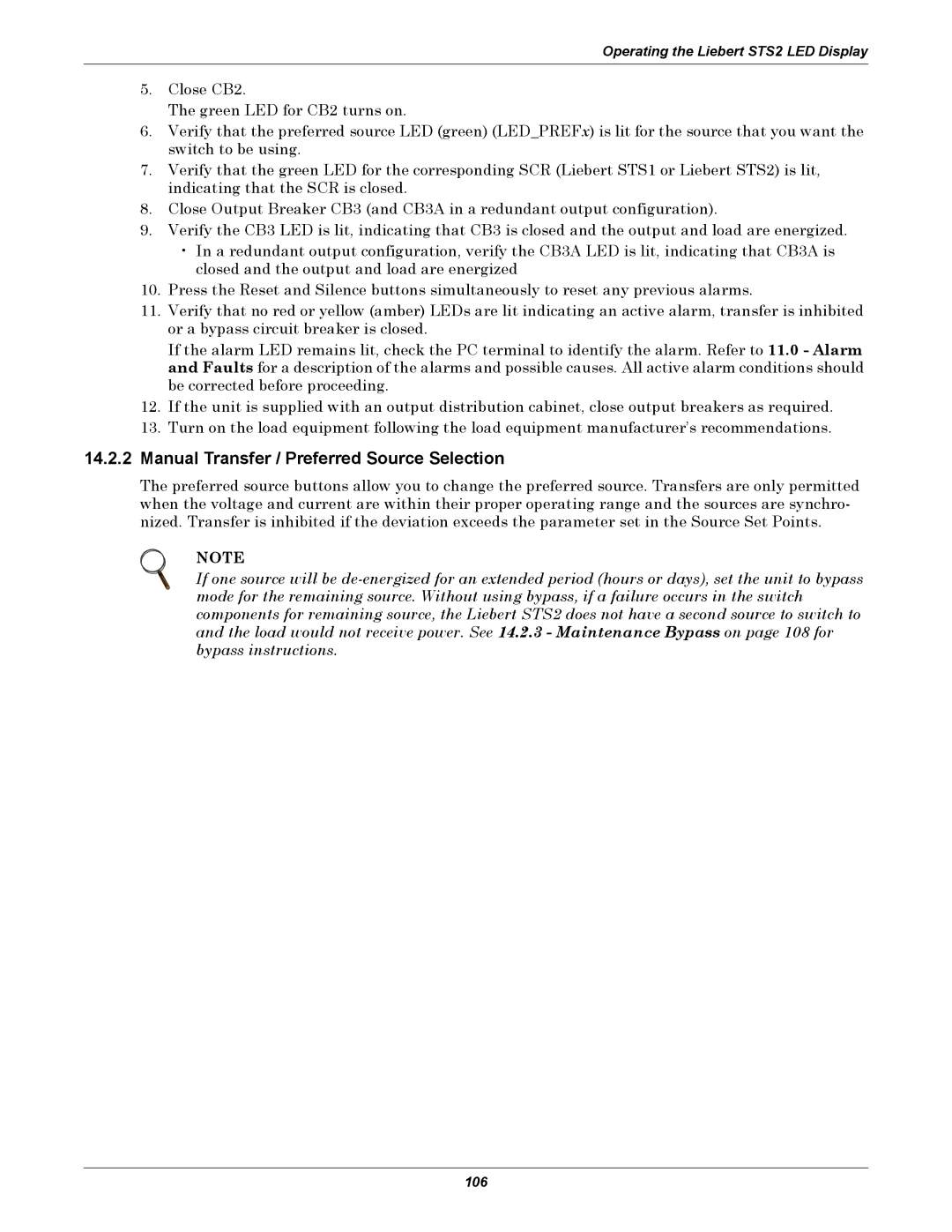 Emerson Static Transfer Switch user manual Manual Transfer / Preferred Source Selection 