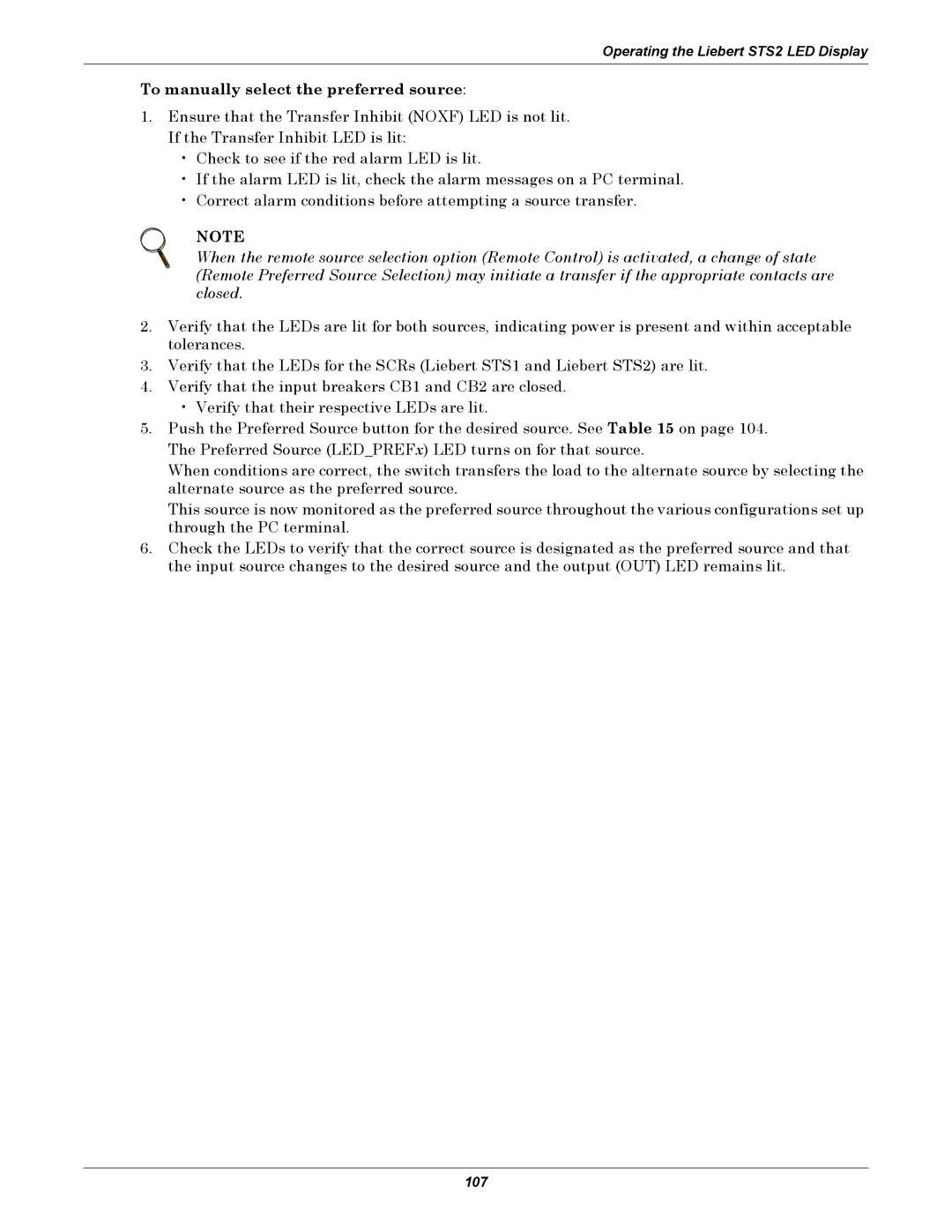 Emerson Static Transfer Switch user manual 107 