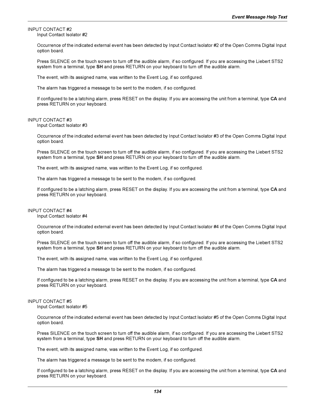 Emerson Static Transfer Switch user manual 134 