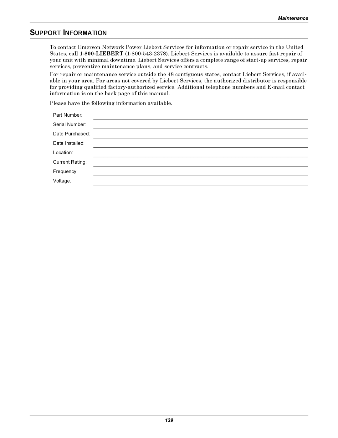 Emerson Static Transfer Switch user manual Support Information 