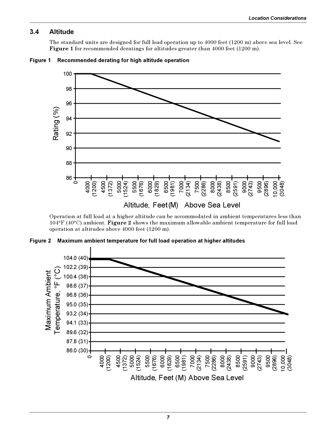 Emerson Static Transfer Switch user manual Altitude, Recommended derating for high altitude operation 