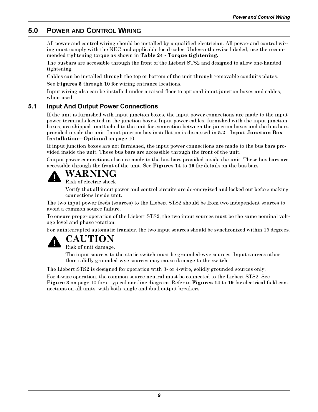 Emerson Static Transfer Switch user manual Input And Output Power Connections, Power and Control Wiring 