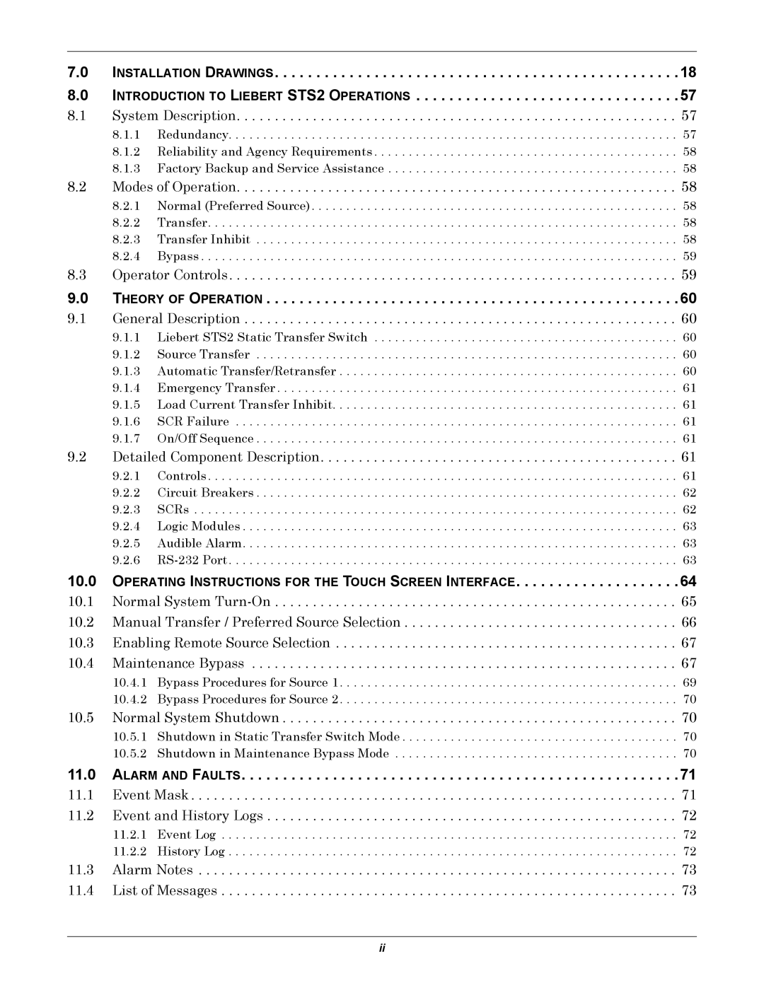 Emerson Static Transfer Switch user manual Theory of Operation, Alarm and Faults 