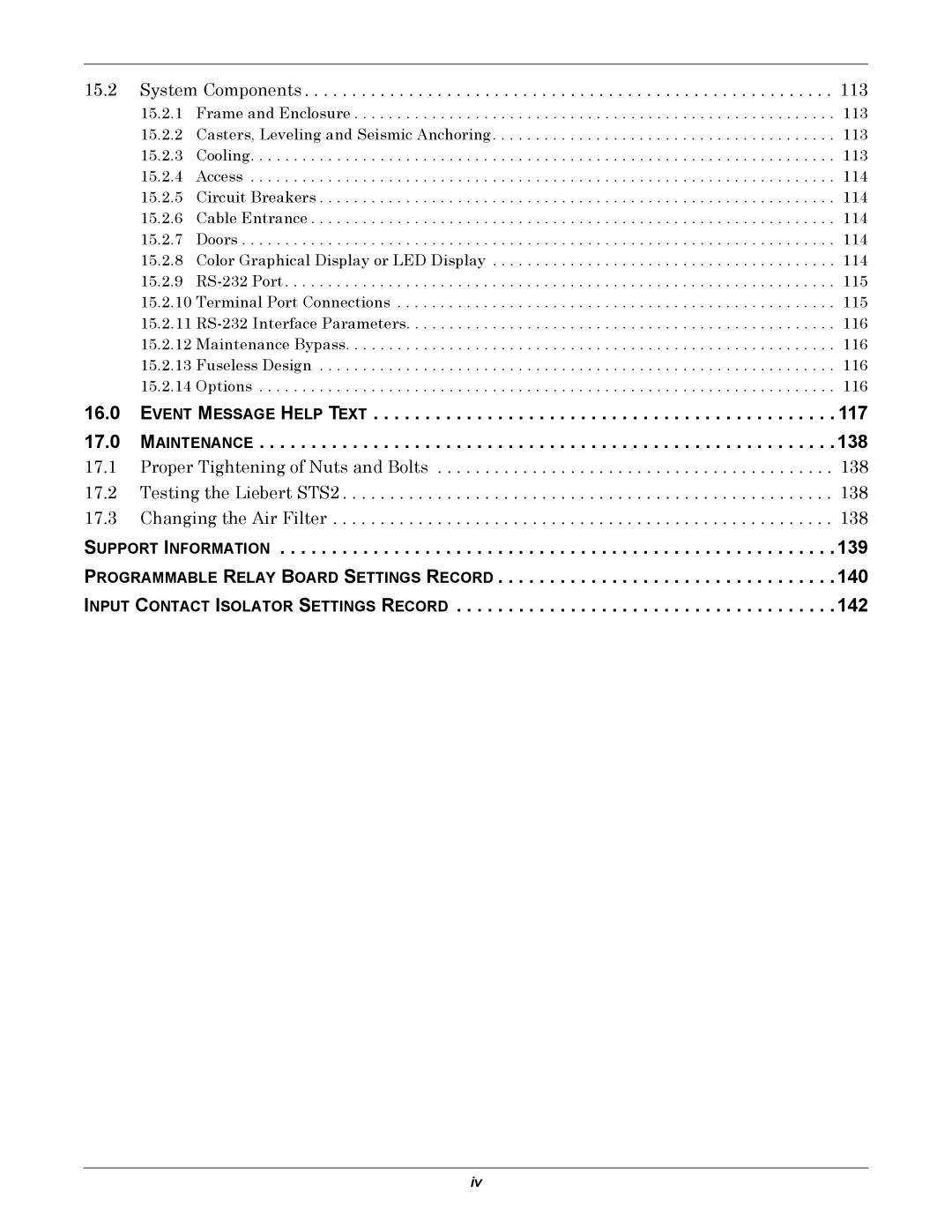 Emerson Static Transfer Switch user manual Event Message Help Text Maintenance, System Components 