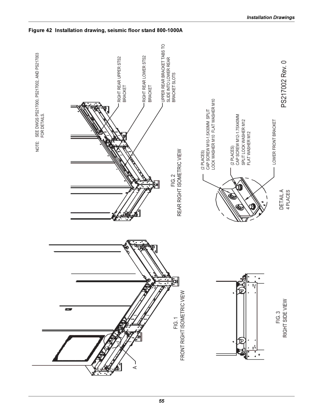 Emerson Static Transfer Switch user manual Front Right Isometric View Rear Right Isometric View, Right Side View, Detail a 